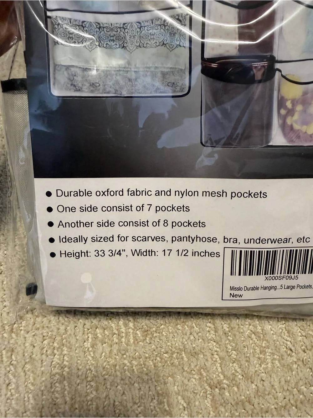 NEW! Sturdy Double sided hanging organizer 15 pockets